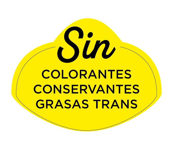 Sin colorantes, Sin conservantes, Sin grasas trans